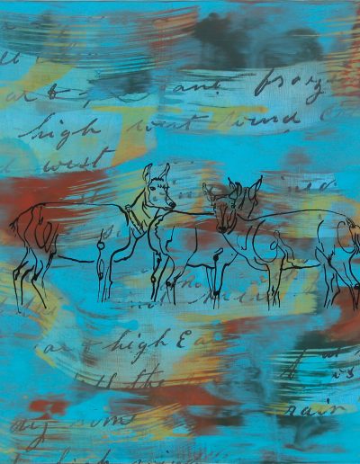 pronghorn on abstract painting