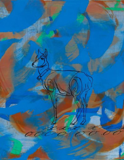 pronghorn on abstract painting