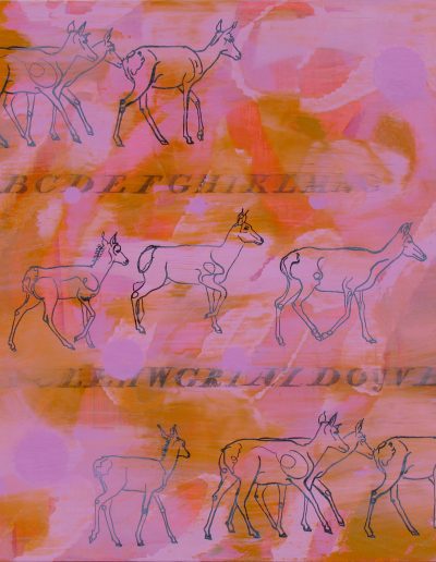 pronghorn on abstract painting