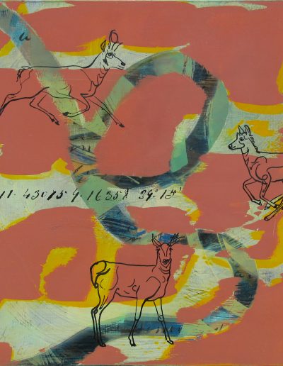 pronghorn on abstract painting
