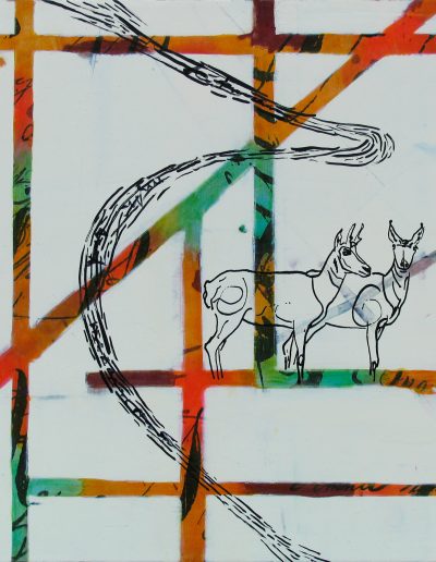 pronghorn in snowy subdivision